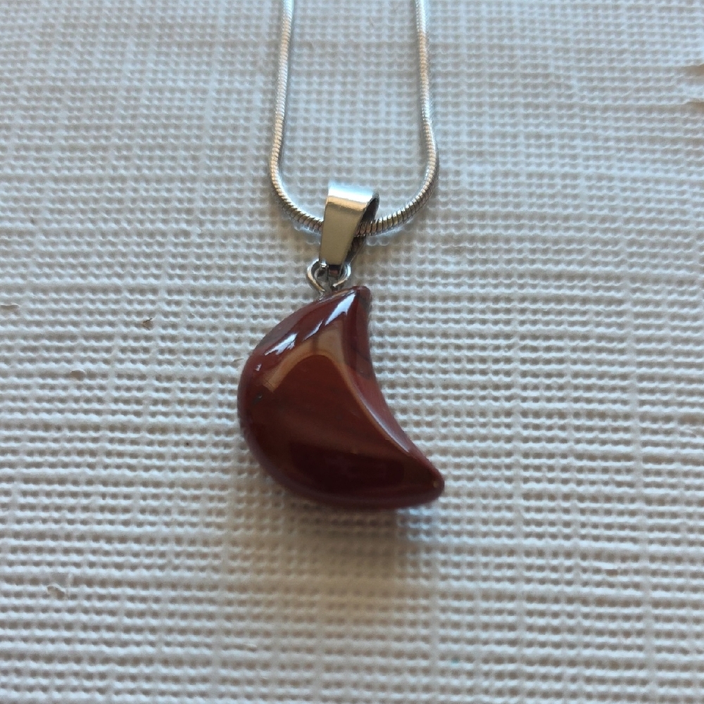 Elegant Silver and Brown Crescent Pendant Necklace